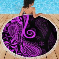 Polynesia Paisley Beach Blanket Polynesian With Tropical Flowers - Purple LT14 - Polynesian Pride