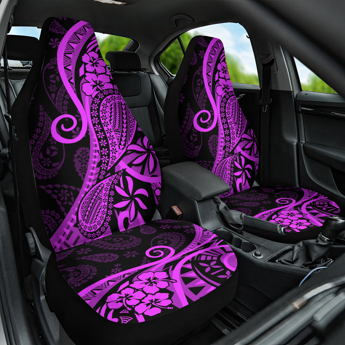 Polynesia Paisley Car Seat Cover Polynesian With Tropical Flowers - Purple LT14 One Size Purple - Polynesian Pride