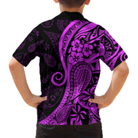 Polynesia Paisley Hawaiian Shirt Polynesian With Tropical Flowers - Purple LT14 - Polynesian Pride