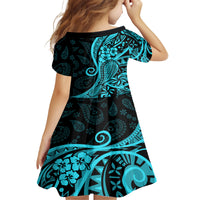 Polynesia Paisley Family Matching Summer Maxi Dress and Hawaiian Shirt Polynesian With Tropical Flowers - Turquoise LT14 - Polynesian Pride