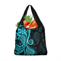 Polynesia Paisley Grocery Bag Polynesian With Tropical Flowers - Turquoise LT14 1-pack One Size Turquoise - Polynesian Pride