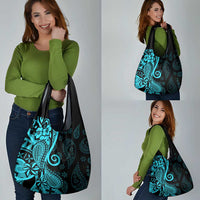Polynesia Paisley Grocery Bag Polynesian With Tropical Flowers - Turquoise LT14 - Polynesian Pride