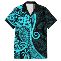Polynesia Paisley Hawaiian Shirt Polynesian With Tropical Flowers - Turquoise LT14 Turquoise - Polynesian Pride