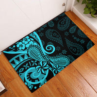 Polynesia Paisley Rubber Doormat Polynesian With Tropical Flowers - Turquoise LT14 Turquoise - Polynesian Pride