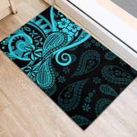 Polynesia Paisley Rubber Doormat Polynesian With Tropical Flowers - Turquoise LT14 - Polynesian Pride