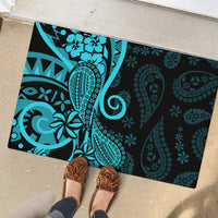 Polynesia Paisley Rubber Doormat Polynesian With Tropical Flowers - Turquoise LT14 - Polynesian Pride