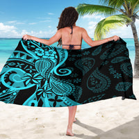 Polynesia Paisley Sarong Polynesian With Tropical Flowers - Turquoise LT14 - Polynesian Pride