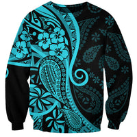 Polynesia Paisley Sweatshirt Polynesian With Tropical Flowers - Turquoise LT14 Unisex Turquoise - Polynesian Pride