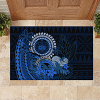 Talofa Samoa Rubber Doormat Samoan Kava Bowl Siapo Pattern - Blue LT14 - Polynesian Pride