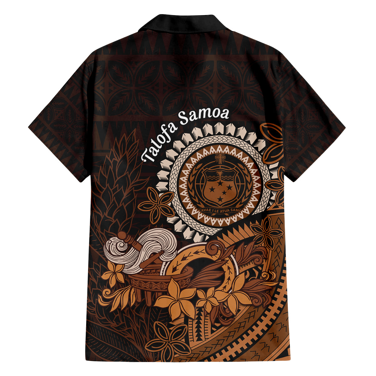Talofa Samoa Family Matching Tank Maxi Dress and Hawaiian Shirt Samoan Kava Bowl Siapo Pattern - Brown LT14 - Polynesian Pride