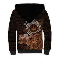Talofa Samoa Sherpa Hoodie Samoan Kava Bowl Siapo Pattern - Brown LT14 - Polynesian Pride
