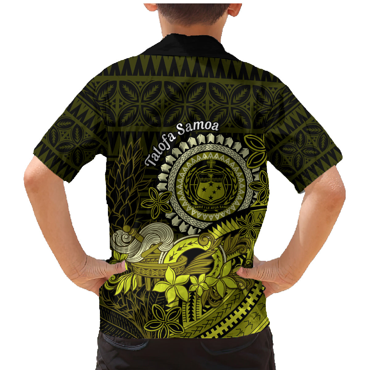 Lime Green Talofa Samoa Family Matching Mermaid Dress and Hawaiian Shirt Samoan Kava Bowl Siapo Pattern LT14 - Polynesian Pride