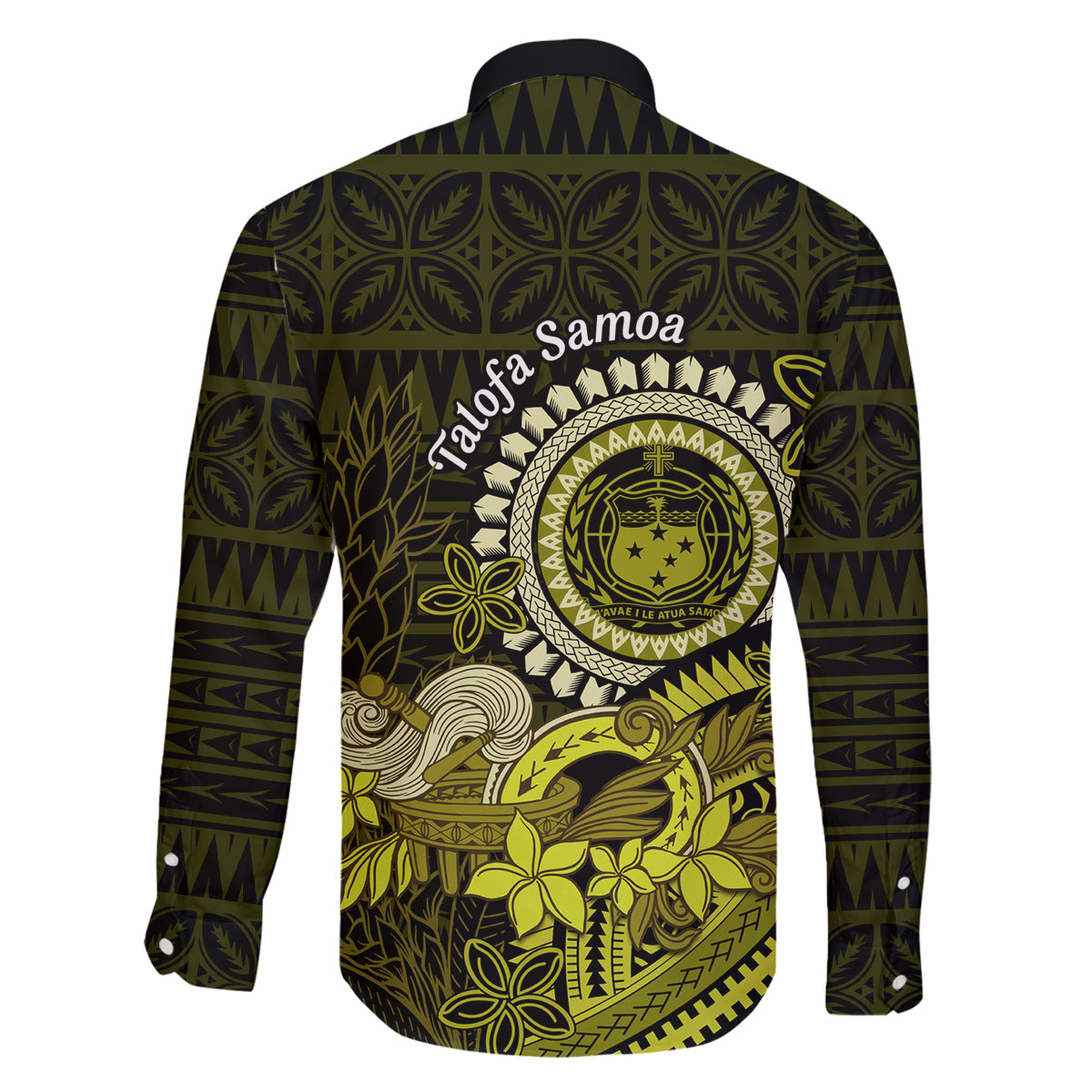 Lime Green Talofa Samoa Family Matching Tank Maxi Dress and Hawaiian Shirt Samoan Kava Bowl Siapo Pattern LT14 - Polynesian Pride