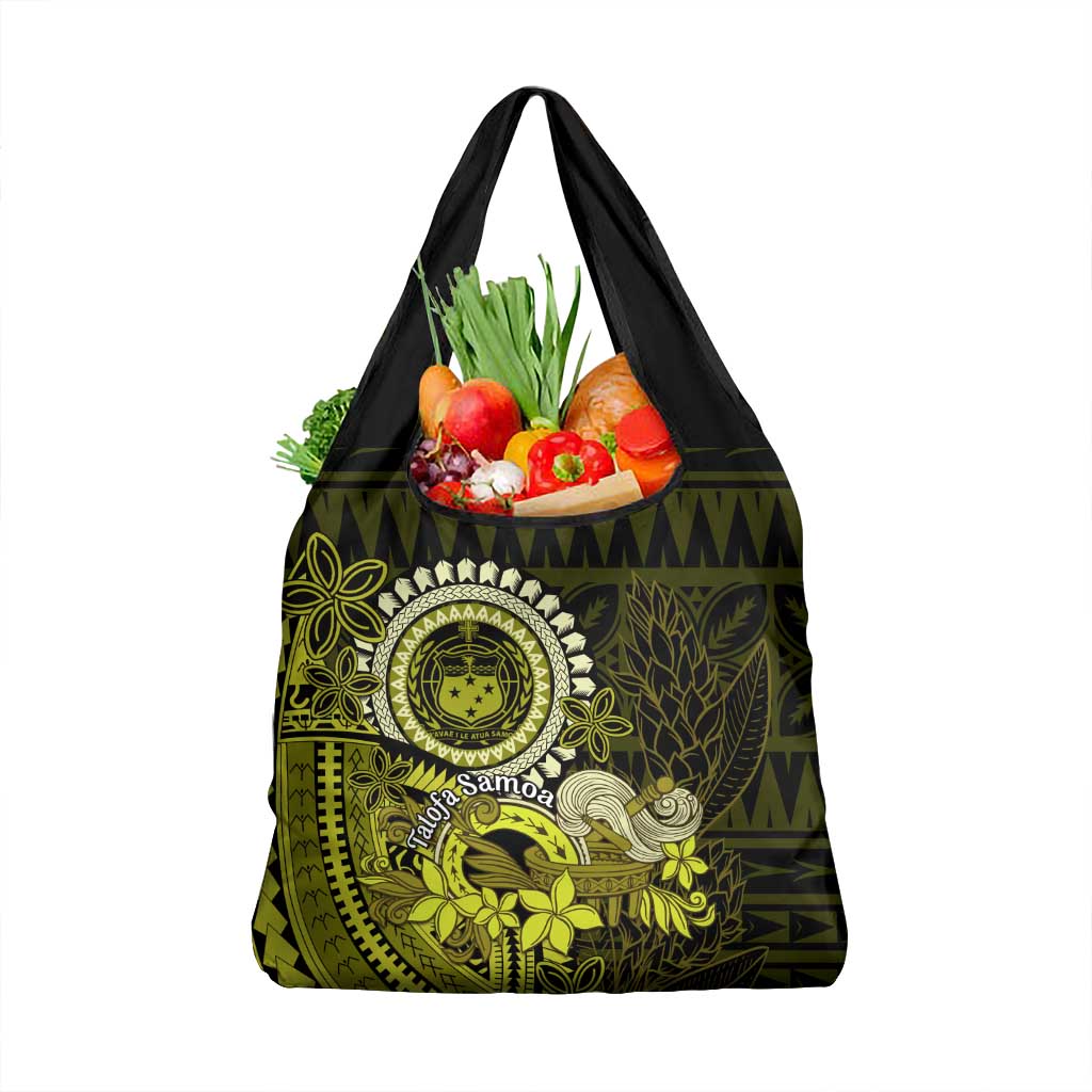 Lime Green Talofa Samoa Grocery Bag Samoan Kava Bowl Siapo Pattern