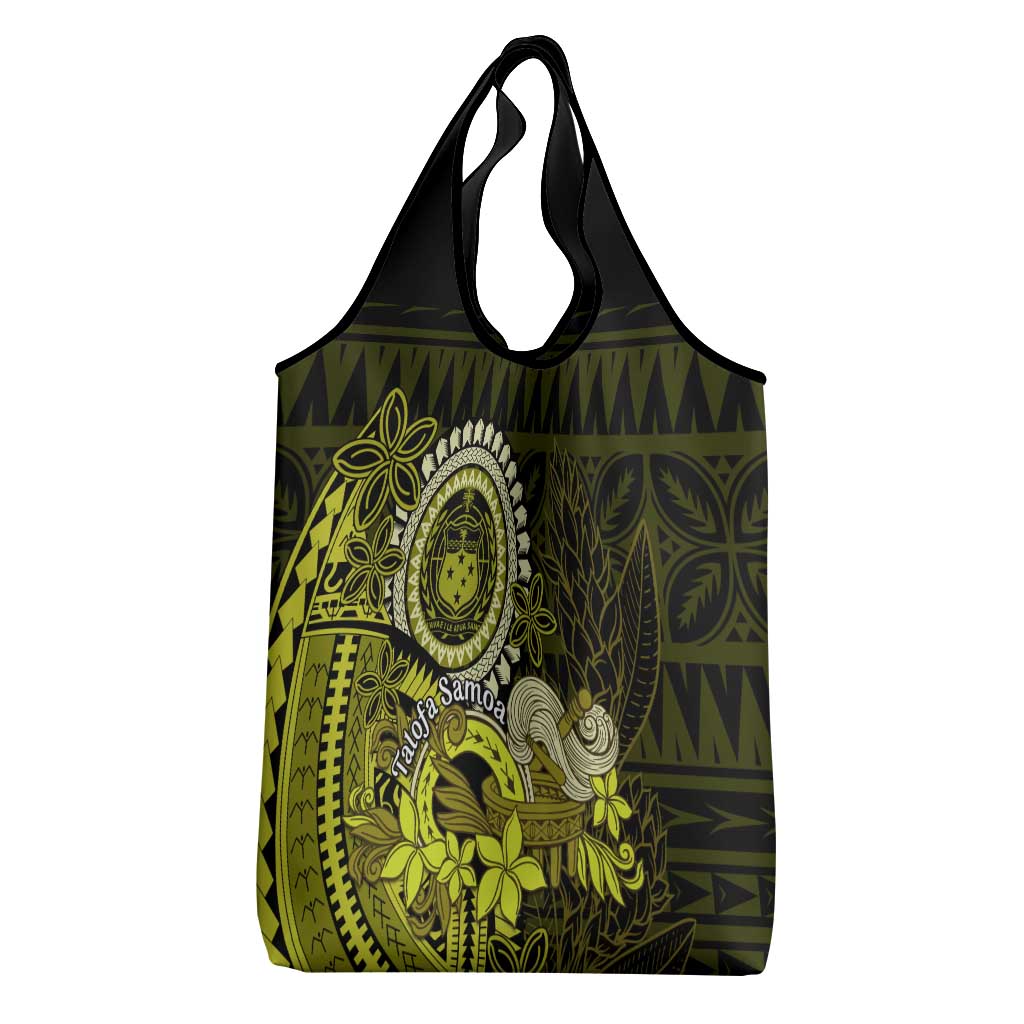 Lime Green Talofa Samoa Grocery Bag Samoan Kava Bowl Siapo Pattern