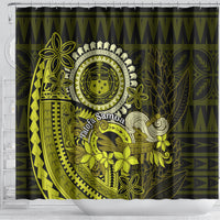 Lime Green Talofa Samoa Shower Curtain Samoan Kava Bowl Siapo Pattern LT14 - Polynesian Pride