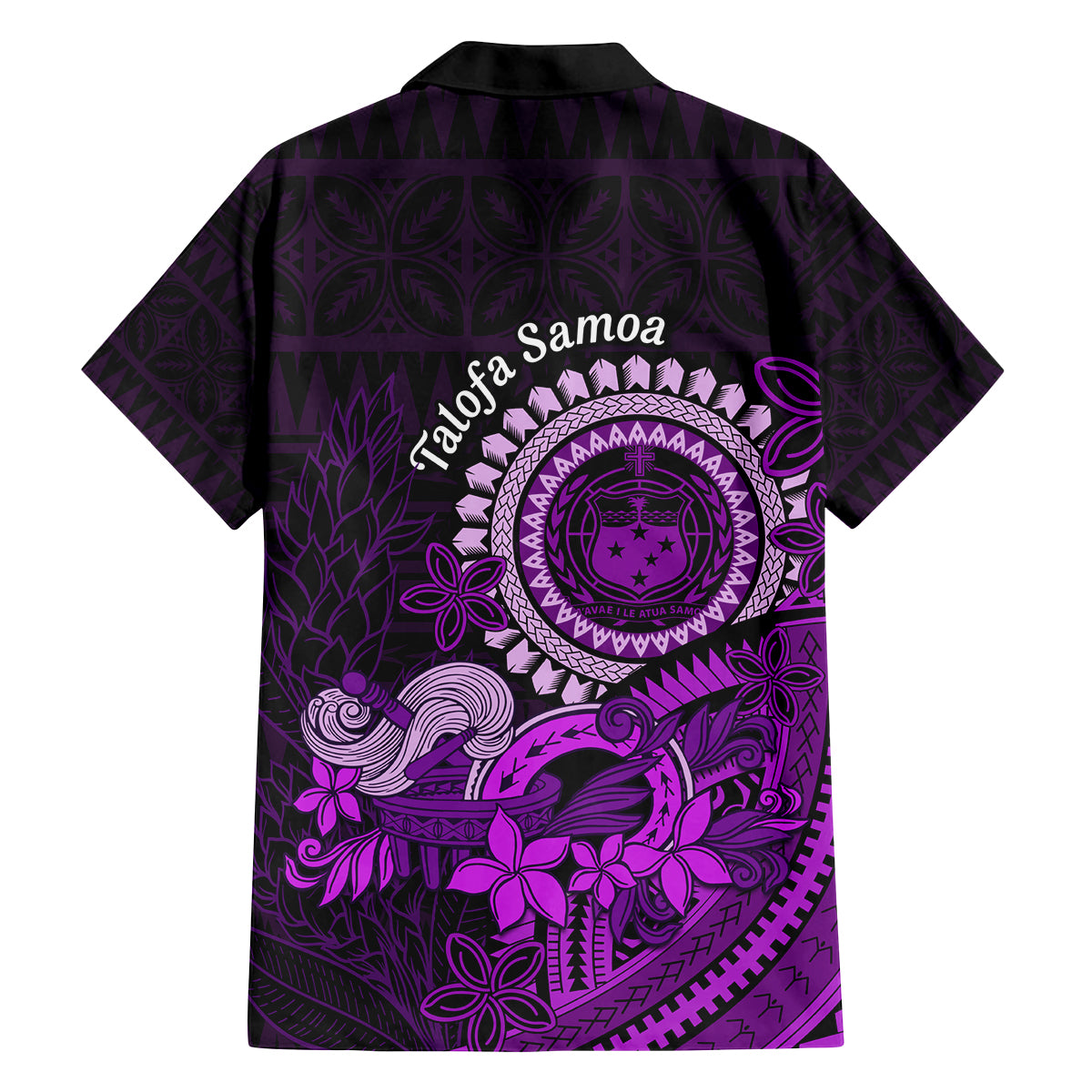 Purple Talofa Samoa Family Matching Puletasi Dress and Hawaiian Shirt Samoan Kava Bowl Siapo Pattern LT14 - Polynesian Pride
