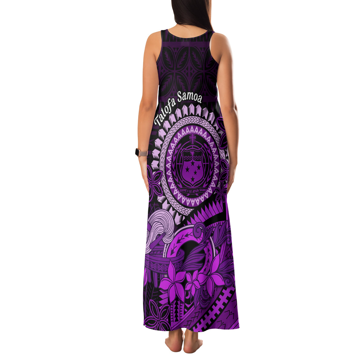 Purple Talofa Samoa Family Matching Tank Maxi Dress and Hawaiian Shirt Samoan Kava Bowl Siapo Pattern LT14 - Polynesian Pride