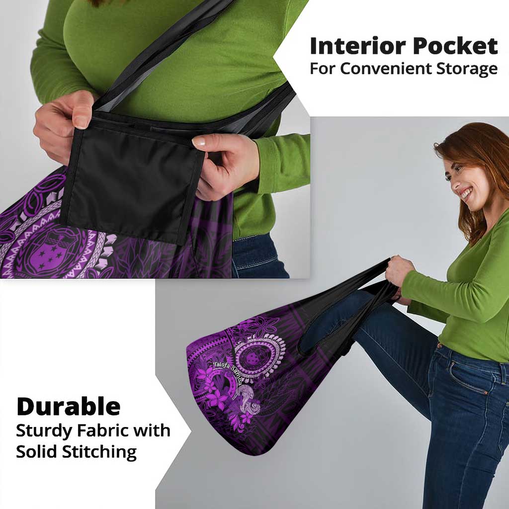 Purple Talofa Samoa Grocery Bag Samoan Kava Bowl Siapo Pattern