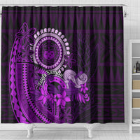 Purple Talofa Samoa Shower Curtain Samoan Kava Bowl Siapo Pattern LT14 - Polynesian Pride