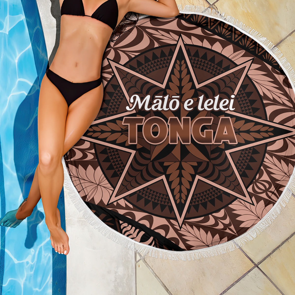 Malo e lelei Tonga Beach Blanket Tongan Ngatu Pattern Vintage Vibes LT14 - Polynesian Pride