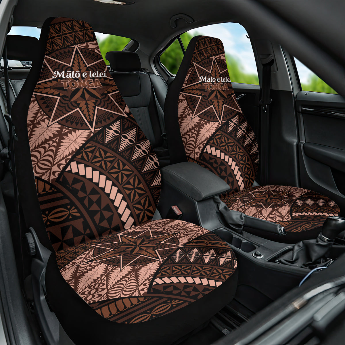 Malo e lelei Tonga Car Seat Cover Tongan Ngatu Pattern Vintage Vibes LT14 One Size Brown - Polynesian Pride