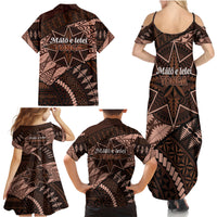 Malo e lelei Tonga Family Matching Summer Maxi Dress and Hawaiian Shirt Tongan Ngatu Pattern Vintage Vibes LT14 - Polynesian Pride