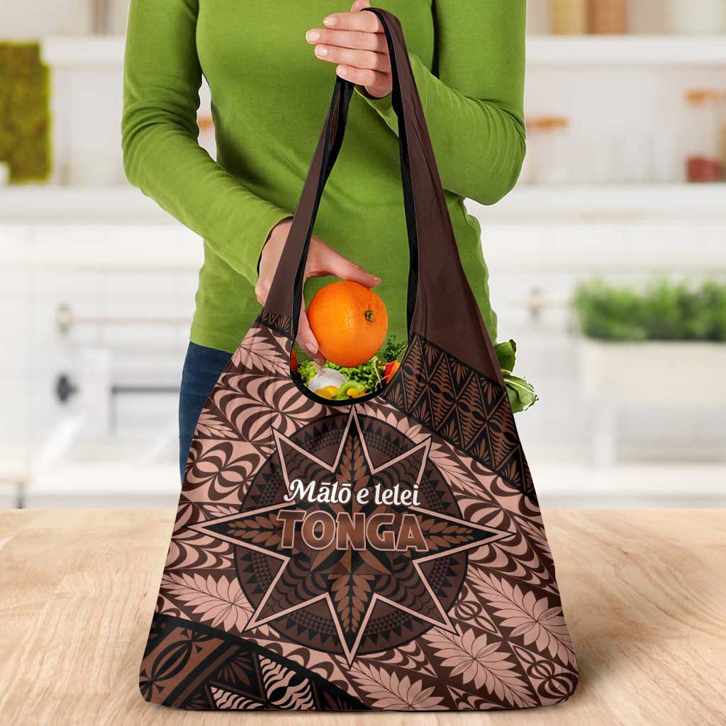 Malo e lelei Tonga Grocery Bag Tongan Ngatu Pattern Vintage Vibes