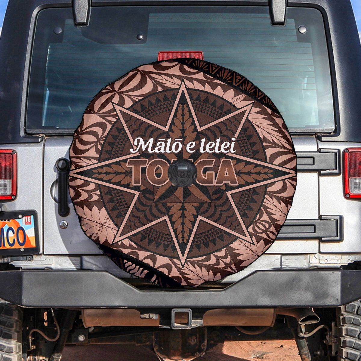 Malo e lelei Tonga Spare Tire Cover Tongan Ngatu Pattern Vintage Vibes LT14 - Polynesian Pride