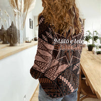Malo e lelei Tonga Women Casual Shirt Tongan Ngatu Pattern Vintage Vibes LT14 - Polynesian Pride