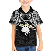 Ekamowir Omo Nauru Family Matching Off Shoulder Short Dress and Hawaiian Shirt Naoero Twelve-pointed Star Polynesian Tattoo