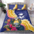 Nauru Independence Day Bedding Set Coat Of Arms With Tropical Flowers