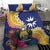 Nauru Independence Day Bedding Set Coat Of Arms With Tropical Flowers