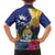 Nauru Independence Day Family Matching Off The Shoulder Long Sleeve Dress and Hawaiian Shirt Coat Of Arms With Tropical Flowers