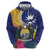 Nauru Independence Day Hoodie Coat Of Arms With Tropical Flowers