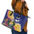 Nauru Independence Day Leather Tote Bag Coat Of Arms With Tropical Flowers