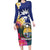 Nauru Independence Day Long Sleeve Bodycon Dress Coat Of Arms With Tropical Flowers