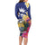 Nauru Independence Day Long Sleeve Bodycon Dress Coat Of Arms With Tropical Flowers