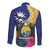 Nauru Independence Day Long Sleeve Button Shirt Coat Of Arms With Tropical Flowers