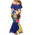 Nauru Independence Day Mermaid Dress Coat Of Arms With Tropical Flowers