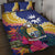 Nauru Independence Day Quilt Bed Set Coat Of Arms With Tropical Flowers