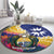 Nauru Independence Day Round Carpet Coat Of Arms With Tropical Flowers