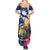 Nauru Independence Day Summer Maxi Dress Coat Of Arms With Tropical Flowers