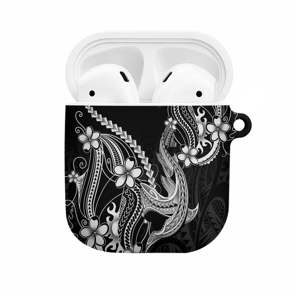 Black Aloha Hawaii AirPods Case Polynesian Shark Tattoo With Plumeria - Polynesian Pride