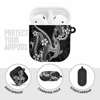 Black Aloha Hawaii AirPods Case Polynesian Shark Tattoo With Plumeria - Polynesian Pride