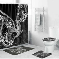 Black Aloha Hawaii Bathroom Set Polynesian Shark Tattoo With Plumeria - Polynesian Pride