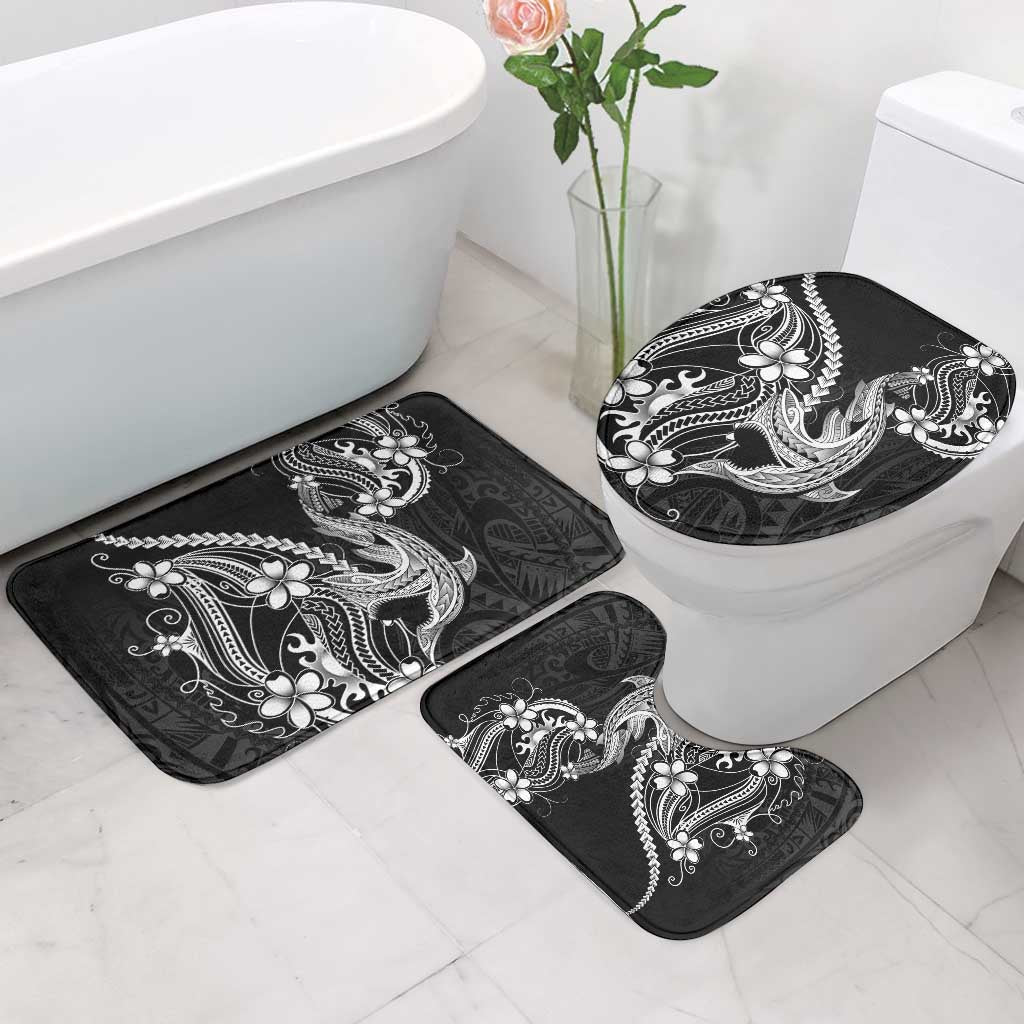 Black Aloha Hawaii Bathroom Set Polynesian Shark Tattoo With Plumeria - Polynesian Pride