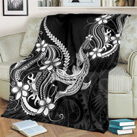Black Aloha Hawaii Blanket Polynesian Shark Tattoo With Plumeria - Polynesian Pride