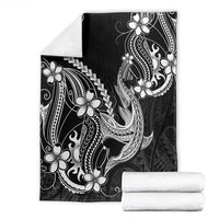 Black Aloha Hawaii Blanket Polynesian Shark Tattoo With Plumeria - Polynesian Pride