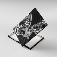 Black Aloha Hawaii Canvas Wall Art Polynesian Shark Tattoo With Plumeria - Polynesian Pride